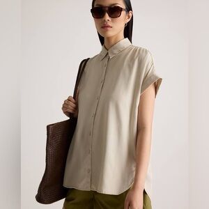 Quince Vintage Wash Tencel Campy Shirt in Shale Size S